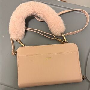 Calpak Blush Crossbody Bag with Plush Strap